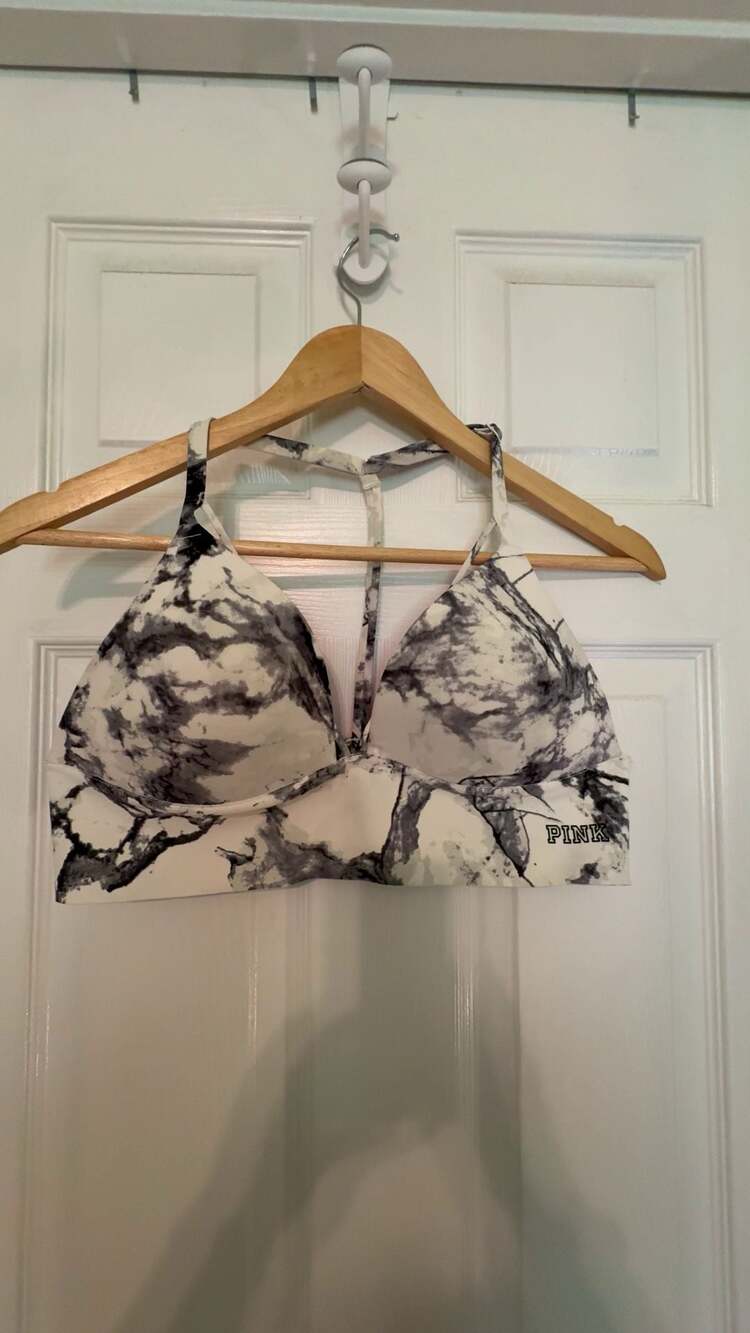 Victoria's Secret PINK Marble Print Racerback Sports Bra, bralette size large - Picture 1 of 10